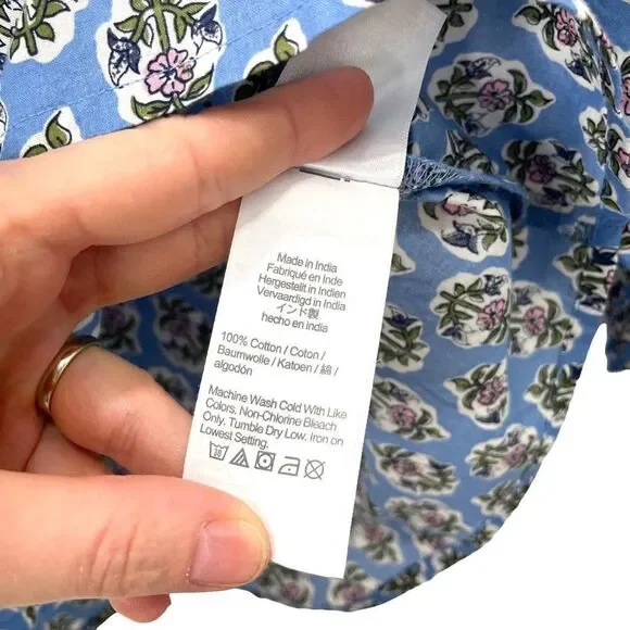 J. Crew floral‎ Cotton artist top blouse Sz S Quiet Harbor Bright Pep - Picture 9 of 9